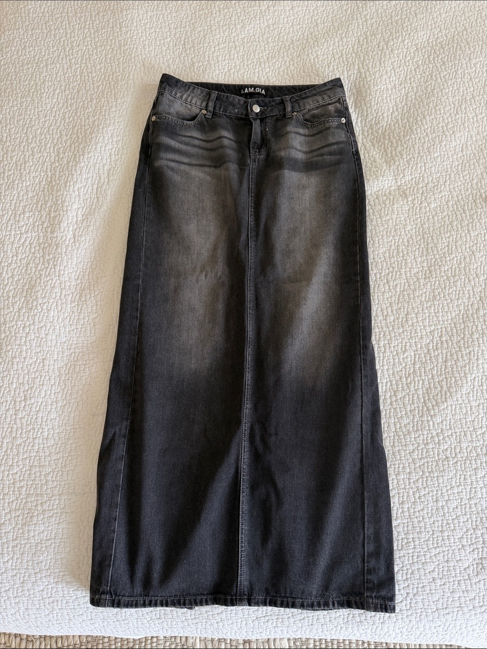 I.AM.GIA Washed Black Denim Maxi Skirt